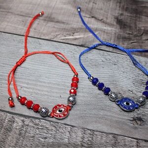 Red and Blue Evil Eye Beaded Bracelets